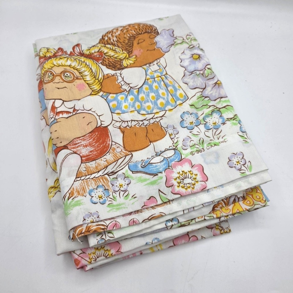 Cabbage Patch Kids Vintage Full Flat Sheet Multi-Color Floral 1983